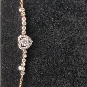 New Elegant Gold Heart Adjustable Bracelet With Cubic Zirconia.